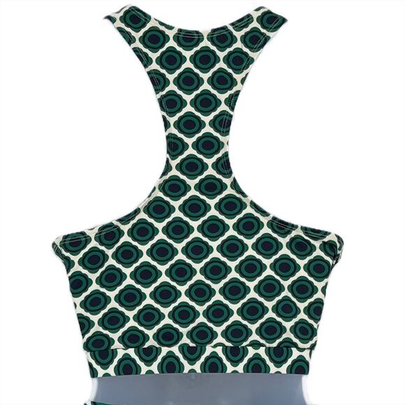 Racer Back Tankini Swimsuit Top with Geo in Green and Blue Size XL - Picture 2 of 5